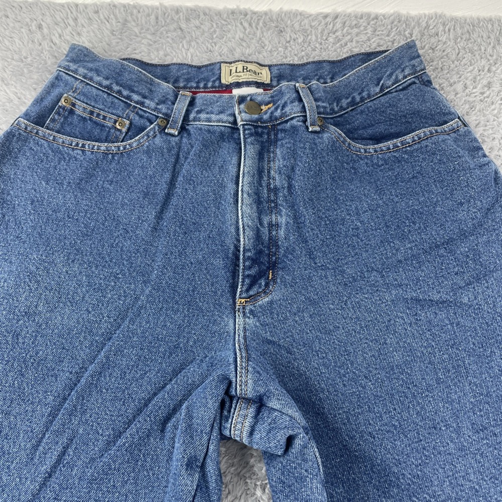 LL Bean Womens Fleece Lined Jeans 14 Reg Blue Denim Relaxed Fit - Picture 4 of 16